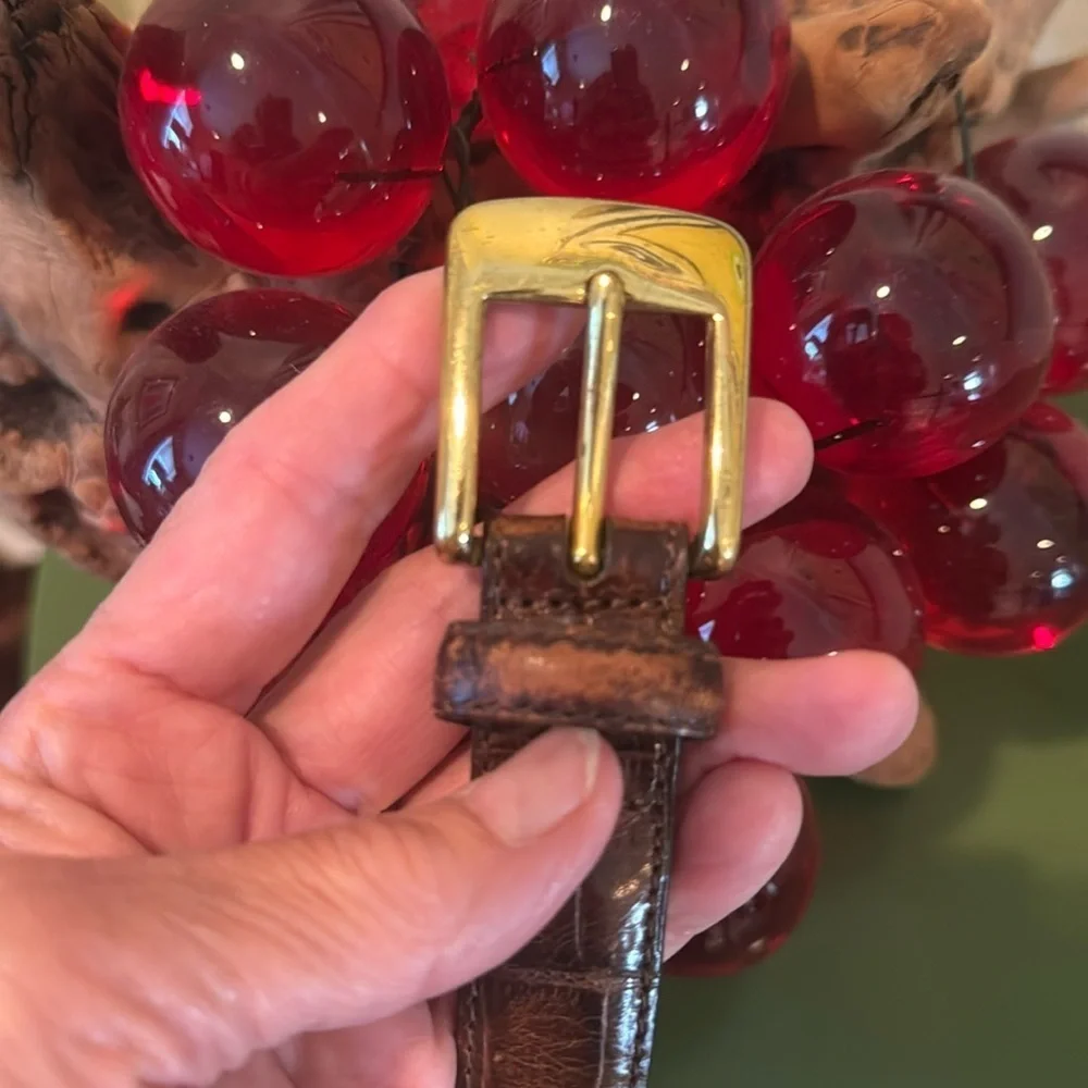 Italian Crocodile 🐊 brown belt with solid brass buckle